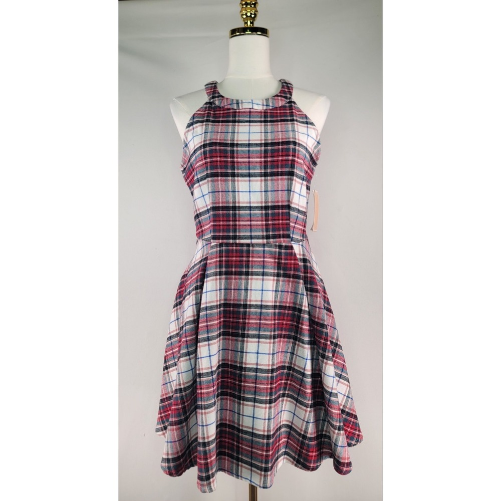 NWT Copper Key Plaid Fit & Flare Dress Christmas Holiday Size Medium Cotton